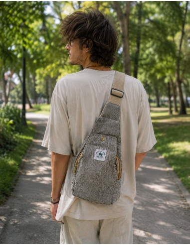 Unisex-Dreiecksrucksack aus Hanf – Boho-Stil