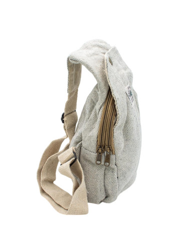 Mochila triangular de cânhamo natural e cinza –...