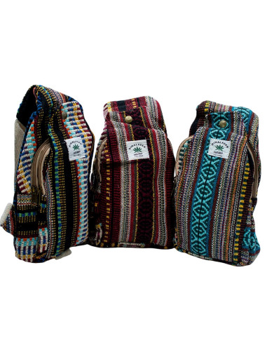 Sac à dos triangulaire en chanvre multicolore –...