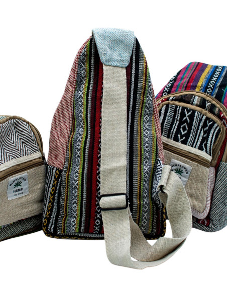 Triangular Hemp Backpack with Multicolored Details – Boho