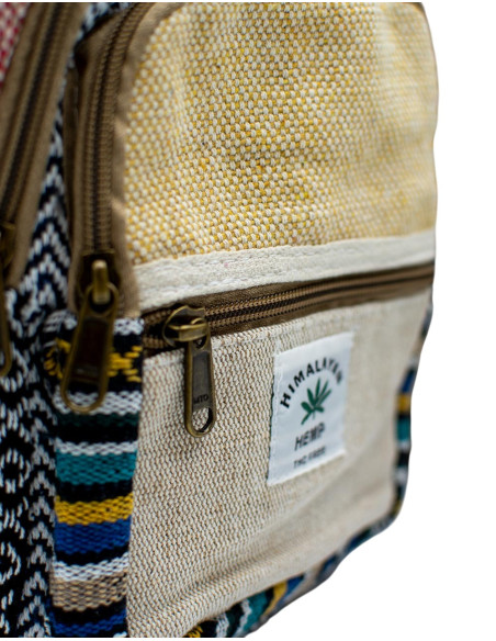 Triangular Hemp Backpack with Multicolored Details – Boho