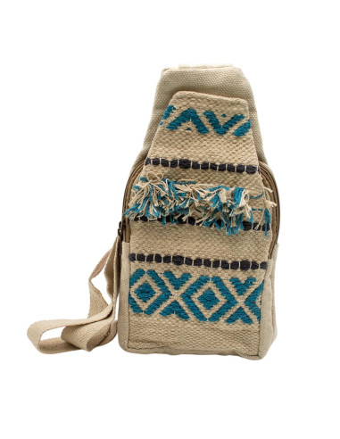 Mochila triangular boho de algodão – Artesanato...
