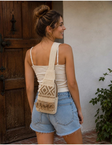 Boho-Dreiecksrucksack aus Baumwolle – Ethnische...
