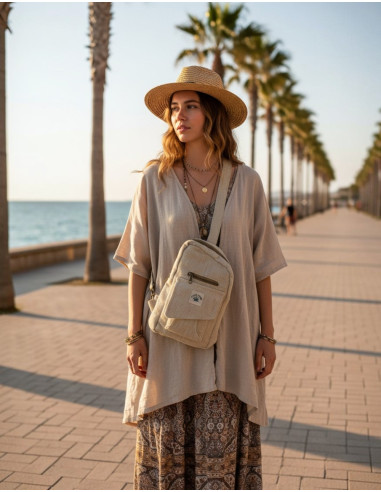 Asymmetrischer Rucksack aus Naturhanf – Unisex,...