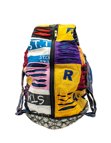 Hippie-Patchwork-Rucksack, der sich in ein Kissen verwandeln lässt – Indische Handwerkskunst