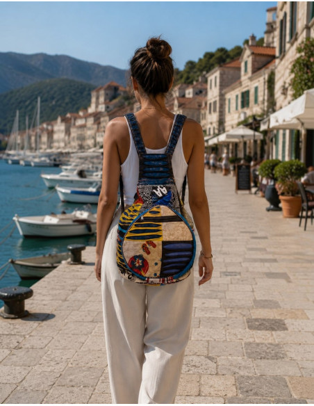 Mochila Hippie Patchwork que se transforma em almofada – Artesanato Indiano