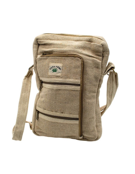 Bandolera Unisex de Cáñamo Color Hueso – Bolso Boho con 5 Bolsillos