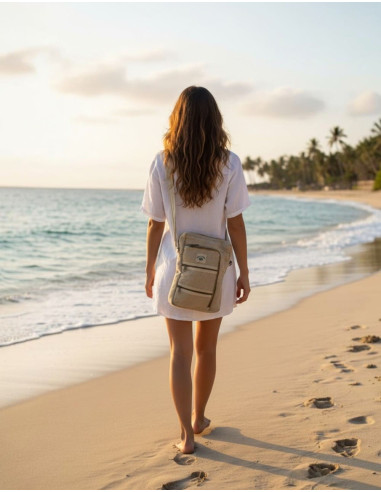 Sac bandoulière unisexe en chanvre couleur os –...