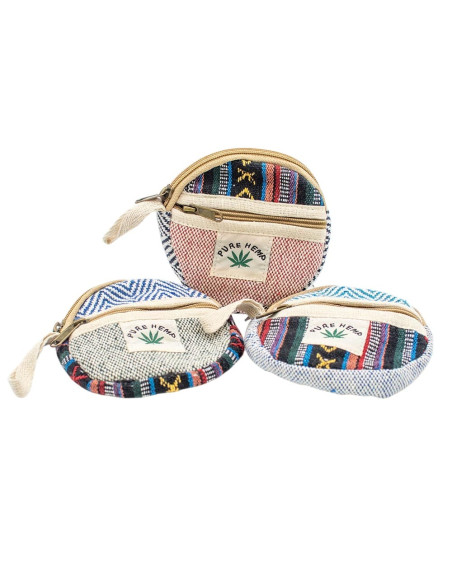 Handmade Hemp Round Purse – Boho and Ethnic Style
