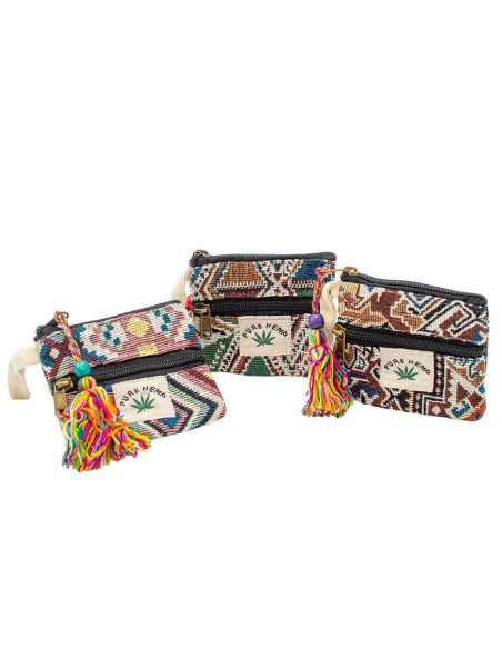 Handmade Hemp Purse with Pompom – Ethnic Boho Accessory