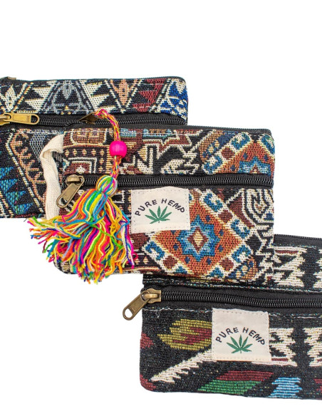 Borsa unisex in canapa con pompon – Accessorio boho fatto a mano