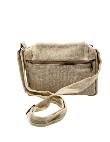 Bone-Colored Hemp Crossbody Bag – Boho Ethnic...