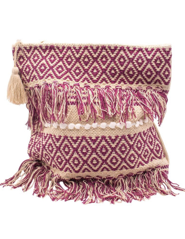 Handmade Boho Bag with Fringe and Pom-Poms –...