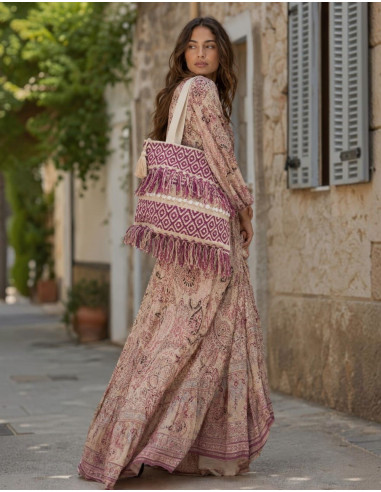 Handgefertigte Boho-Tasche mit Fransen und...