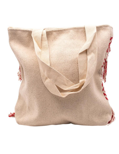 Handmade Boho Bag with Fringe and Pom-Poms –...