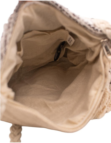 Bolsa transversal boho com franjas e pompons –...