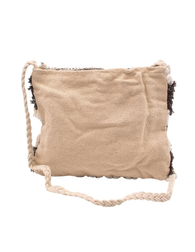 Borsa a tracolla boho con frange e pon-pon –...
