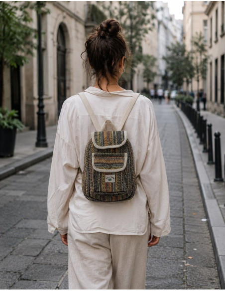 Mochila de cânhamo colorida – Mochila boho hippie estilo étnico