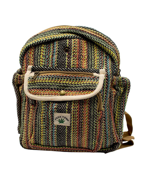 Grand sac à dos coloré en chanvre – Sac à dos ethnique bohème