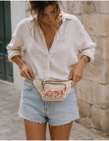 Handgefertigte Boho-Bauchtasche mit Fransen und...