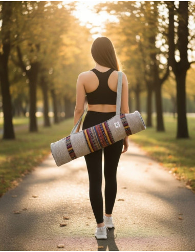 Hanf-Yogamatten-Tasche – handgemachte Boho-...