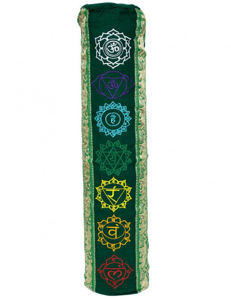 Grüne Yogamattentasche mit 7-Chakra-Stickerei