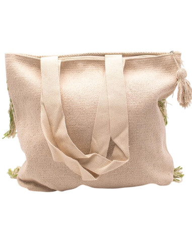 Bolsa Boho Verde Claro com Pompons – Bolsa...