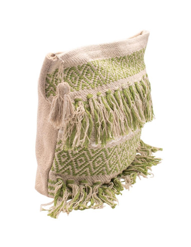 Hellgrüne Boho-Tasche mit Bommeln –...