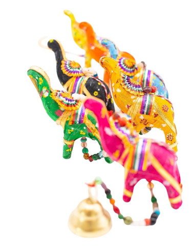 Pingente decorativo com 7 elefantes de tecido –...