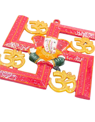 Ganesha Metal Picture with Om Symbols – Indian...