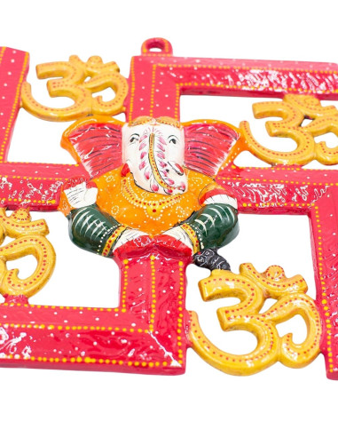 Ganesha Metal Picture with Om Symbols – Indian...