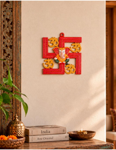 Ganesha Metal Picture with Om Symbols – Indian...