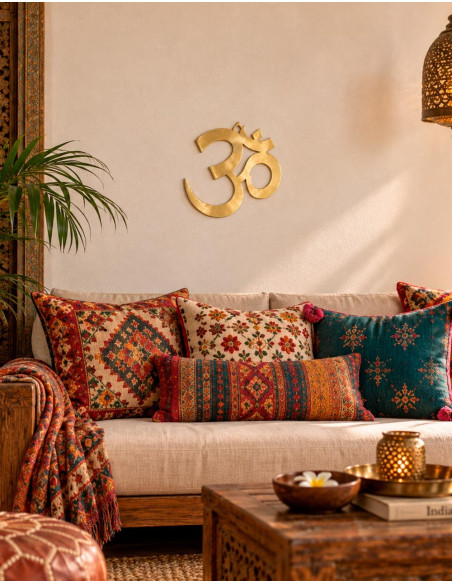 Decorative Om Symbol in Gold Metal – Indian Spiritual Decoration