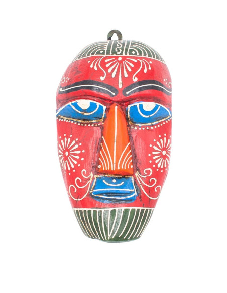 Máscara decorativa artesanal com desenho em relevo – Decoração étnica indiana