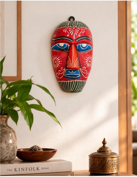 Maschera decorativa fatta a mano con disegno a rilievo – Decorazione etnica indiana