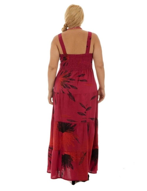 robe-volants-été-rouge-grande-taille-dos