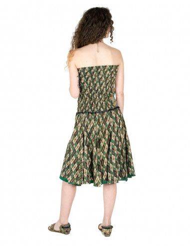 vestido curto sem alças verde com costas