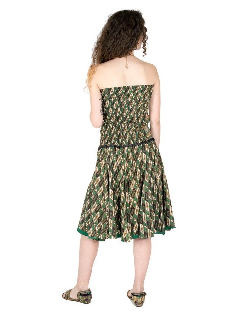abito corto verde senza spalline