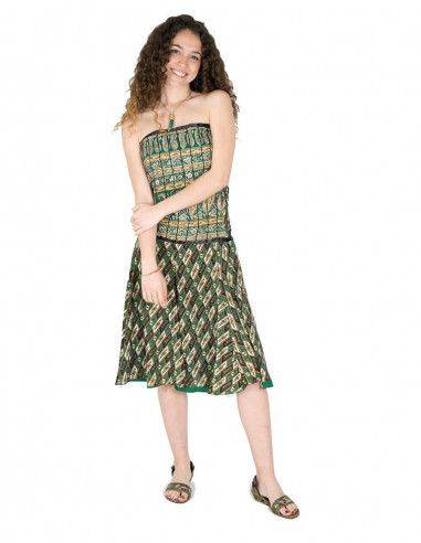 abito corto verde senza spalline