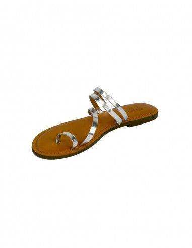 Silber-Sandale-Leder-Träger-Hippie-Sommer