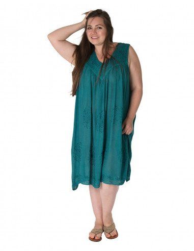 Robe-midi-sans manches-grande-taille-violet-pas cher