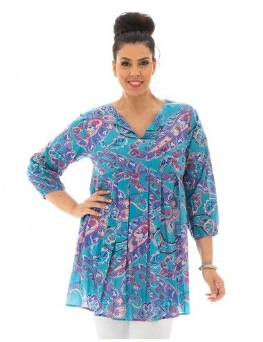 blouse-cachermir-woman-Plus Sizes-sleeves-and-slabs-blue 2