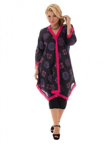 Tunika-Frau-48-60-Spitzen-uneben-mit-Ärmeln-schwarz 2