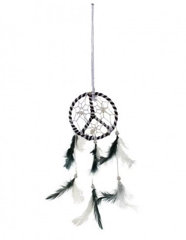 Dreamcatcher-paix-blanc-plumes noires