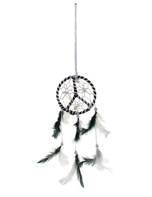 Traumfänger-Friedens-Weiß-Schwarz-Federn
