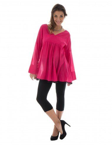 blusa de mulher larga com pompons largos 2