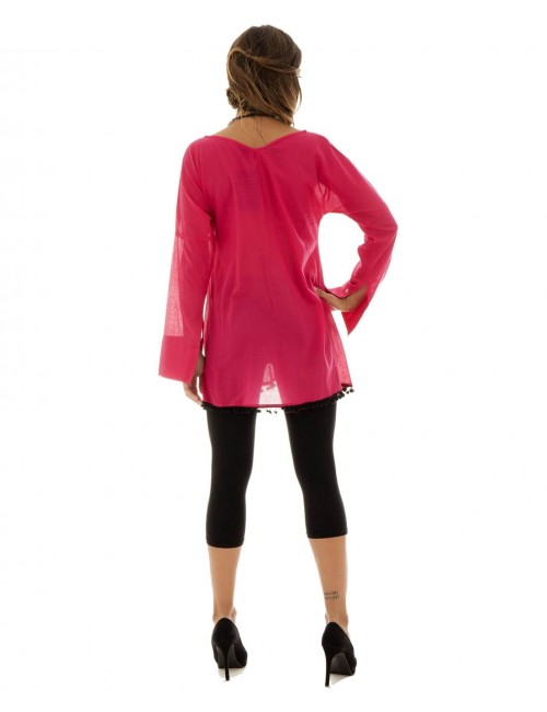 chemisier-large-femme-avec-pompons