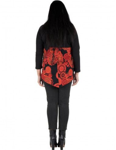 T-shirt-black-female-size-large-xl-printed-orange-back