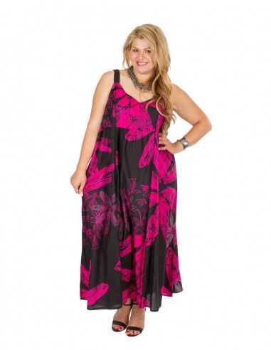 langes rosa Kleid-Plus-Size-Print