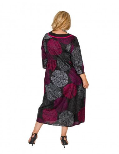 Vestido-estampado-acampanado-midi-Mangas-Cordones-etnico-tallas-grandes